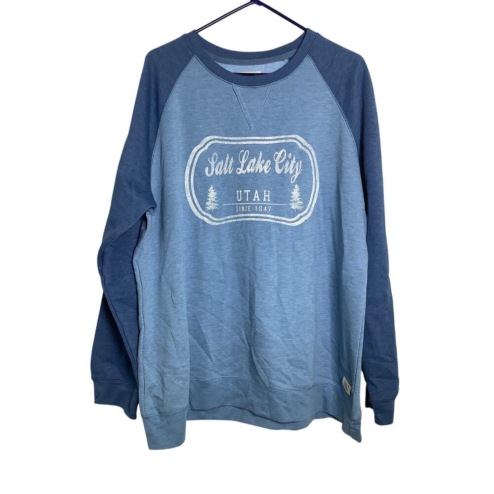 Salt Creek Men's XL Blue Raglan Pepper Salt Lake City Crew Neck Sweatshirt U5-25